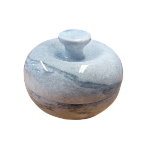 Sunny Grey Hand Carved Marble Trinket Pot 4" (10cm) Sunny Grey Hand Carved Marble Trinket Pot 4" (10cm)